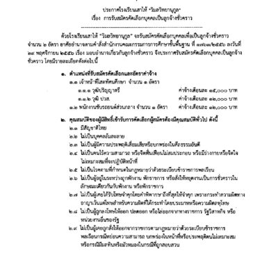 ประกาศ รับสมัครลูกจ้างชั้วคราว ตำแหน่ง เจ้าหน้าที่โสตทัศนศึกษา และพนักงานขับรถ